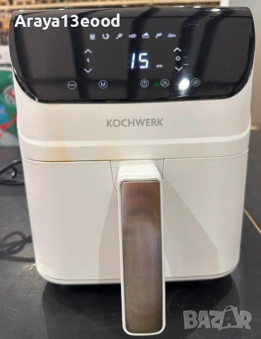 Дигитален еър фрайър KOCHWERK 4L 1400W с тъч дисплей - Бял, снимка 2 - Фритюрници - 55145167