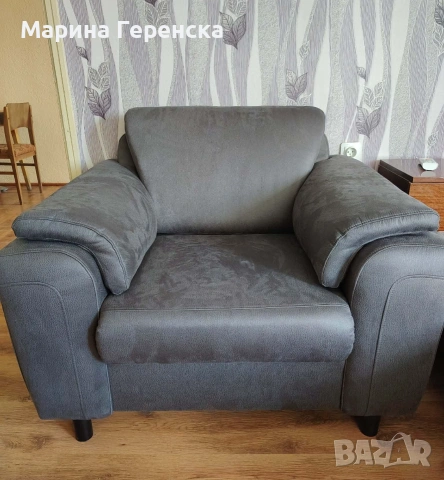 Ъглов диван с функция сън, два регулируеми подглавника, две подвижни облегалки и фотьойл , снимка 5 - Дивани и мека мебел - 54308294