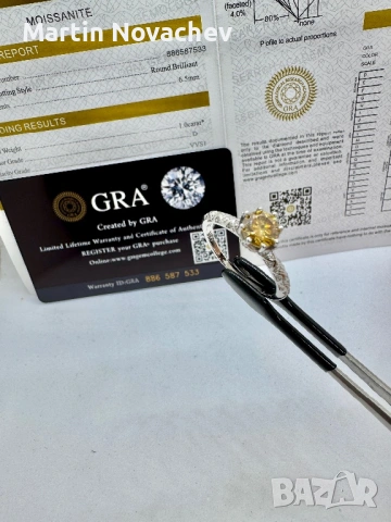 Сребърен пръстен с мойсанит (Диамант) 1 карат, снимка 10 - Пръстени - 54118112