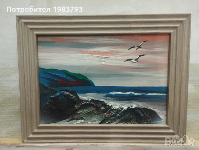 Красива стара морска картина,подписана.