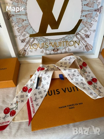 Louis Vuitton Bandeau Scarf копринен шал , снимка 8 - Шалове - 54676651