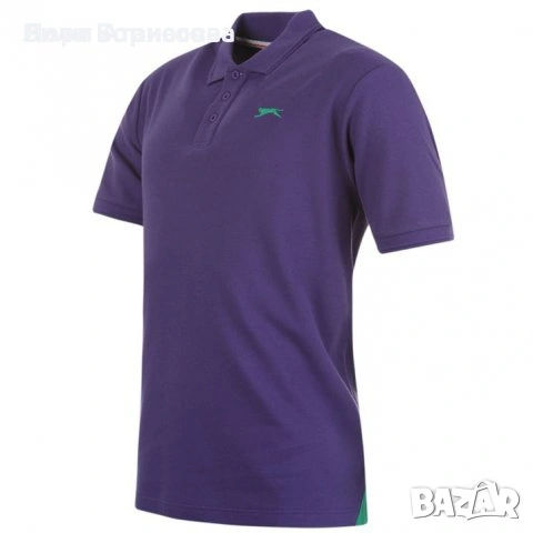 Мъжка блуза"Slazenger" в лилаво с класическа яка и къси ръкави