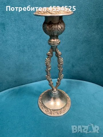 Елегантен посребрен свещник „Grape Vine“ – Англия, ок. 1920–1950 г.