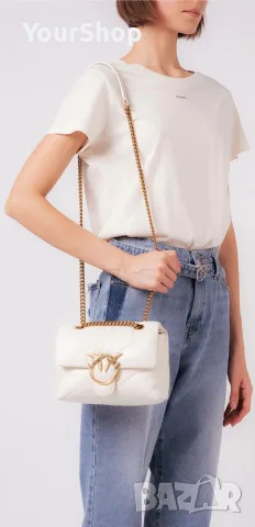 Дамска чанта PINKO Love Mini Puff в бял цвят, снимка 8 - Чанти - 55407776