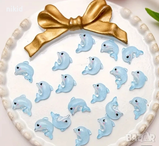 Делфин акрил фигурка бижу за нокти декорация украса за маникюр крафт, снимка 3 - Продукти за маникюр - 54445584