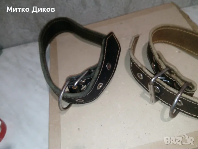 Нашийници естествена кожа дебели 6мм дълги 70см на 37 мм ширина като нови, снимка 2 - За кучета - 55413274