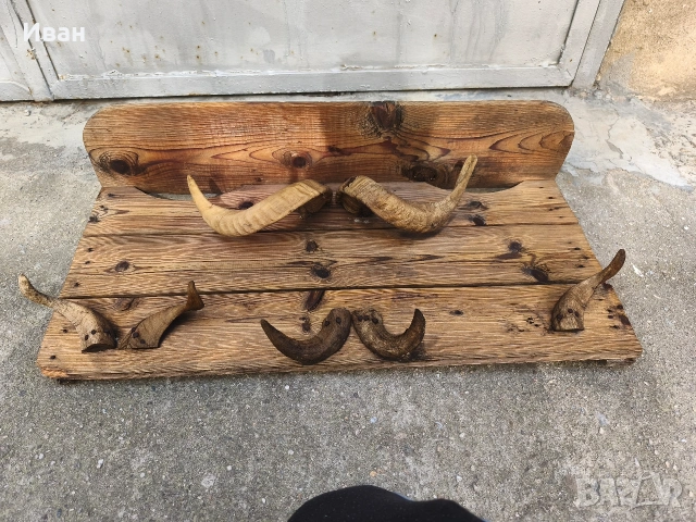 Стара закачалка с рога , етно закачалка , снимка 2 - Антикварни и старинни предмети - 54007859