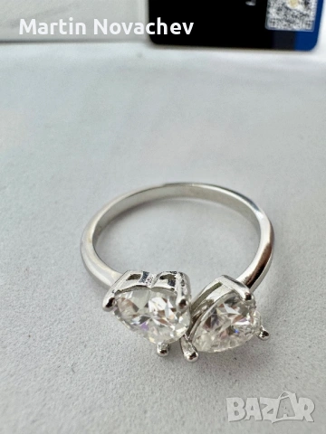 Сребърен пръстен с мойсанит (Диамант) 2 карата, снимка 9 - Пръстени - 54117275