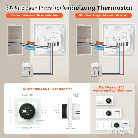  Интелигентен WiFi термостат WT20R-BH-3A-W, 5-45°C, с Bluetooth, бял, снимка 6 - Други - 55646449