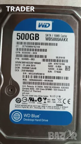 Western Digital Blue WD5000AAKS 500GB 7200 RPM 16MB Cache SATA, снимка 2 - Твърди дискове - 40490595