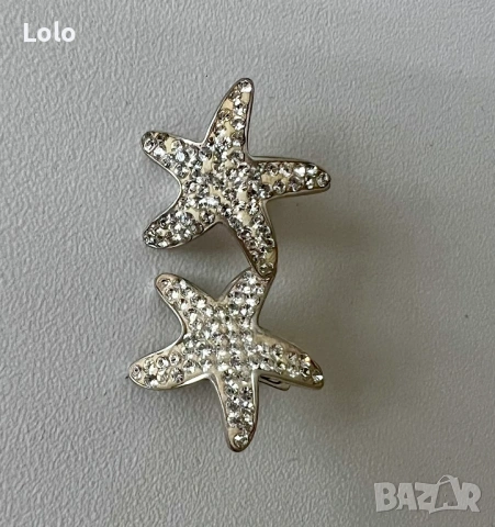 Сребърни обеци Морски звезди 925, снимка 2 - Обеци - 54006930