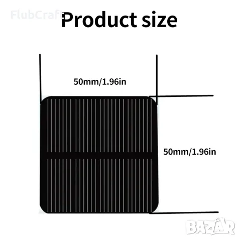 Поликристален Соларен Панел 2V 160mA 0.32W 50*50MM, снимка 2 - Друга електроника - 55533695