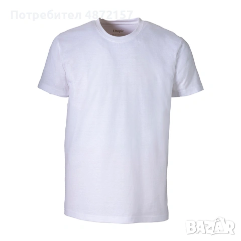тениска от органичен памук 150 г/м2, бяла UTOPIC, супер качествена, внос от Испания