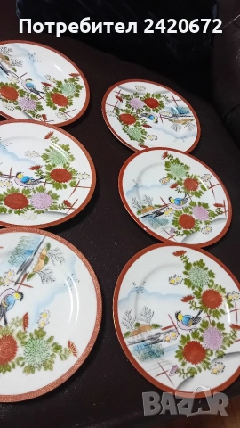 японски порцелан -чинии.Сервиз кобалт със злато Scherzer, снимка 4 - Антикварни и старинни предмети - 54076000