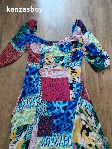 DESIGUAL Midi dress with animal print - страхотна рокля Л, снимка 5 - Рокли - 55278965