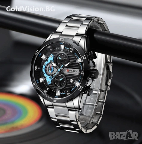 CURREN 8402 – BLUE SILVER — Мъжки спортно-елегантен часовник, снимка 3 - Мъжки - 54247647