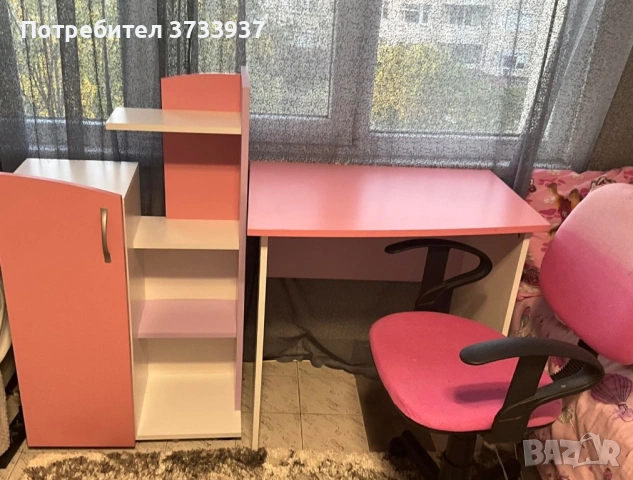Детско бюро, шкаф и стол , снимка 2 - Мебели за детската стая - 54483003