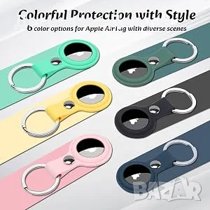 Калъфи за apple air tag 6бр силиконови цветни с ключодържател , снимка 2 - Калъфи, кейсове - 55557852