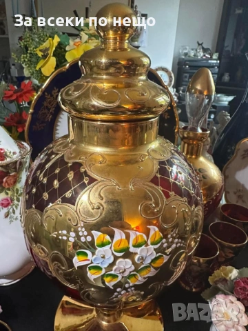 Murano Italy 1961 - ръчно рисувана бонбониера с капак Код P2102, снимка 3 - Декорация за дома - 54042064