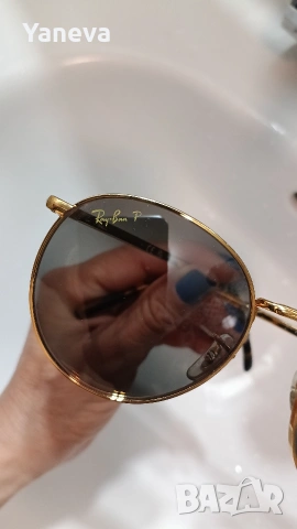 Ray-Ban New Round , унисекс, слънчеви очила с метална златиста рамка и поляризирани стъкла Chromance, снимка 5 - Слънчеви и диоптрични очила - 55186228