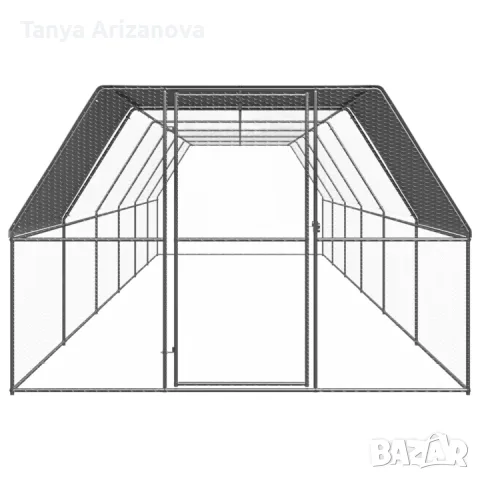 Птичарник на открито vidaXL, 3x12x 2 м, поцинкована стомана. , снимка 2 - Кокошки и пуйки - 55648803
