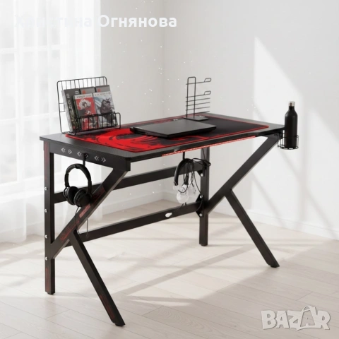 Геймърско компютърно бюро с RGB LED осветление, снимка 2 - Бюра - 54155394