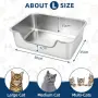 Нова Метална котешка тоалетна от неръждаема стомана нисък вход 50x35x15 см, снимка 3