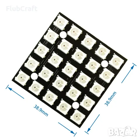 WS2812B 5 x 5 RGB LED Модул, снимка 2 - Лед осветление - 55482039