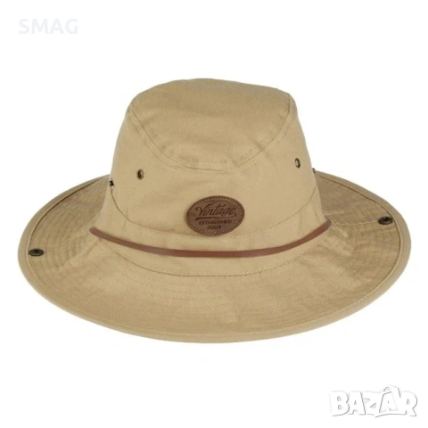 Мъжка bucket шапка памучна бежово-кафява Vintage_1235280, снимка 2 - Шапки - 54923343