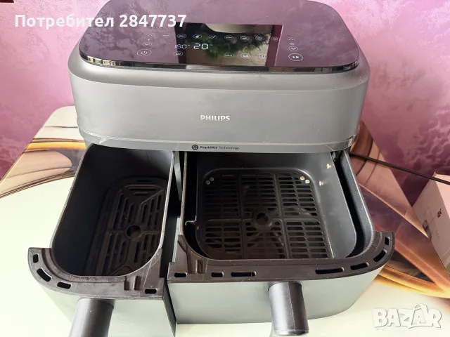 Двоен фритюрник с горещ въздух Philips Airfryer , снимка 3 - Фритюрници - 55665072