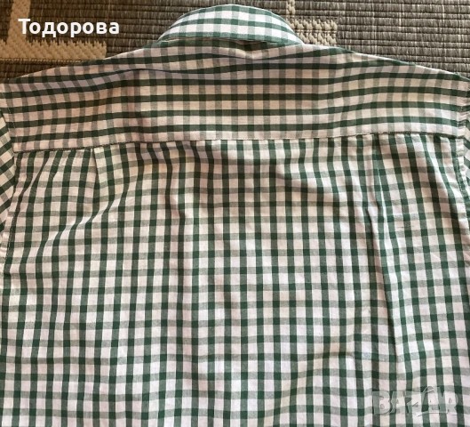 Мъжка риза зелено и бяло каре, снимка 5 - Ризи - 54891453