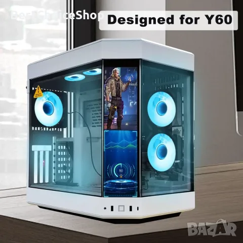 GeeekPi 12.6-инчов IPS LCD сензорен монитор FHD 1920x515 дисплей, подходящ за Hyte Y60, снимка 6 - Монитори - 55608020
