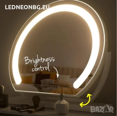 Огледало за тоалетка с регулиране на наклона и LED осветлението , снимка 3 - Огледала - 53994152