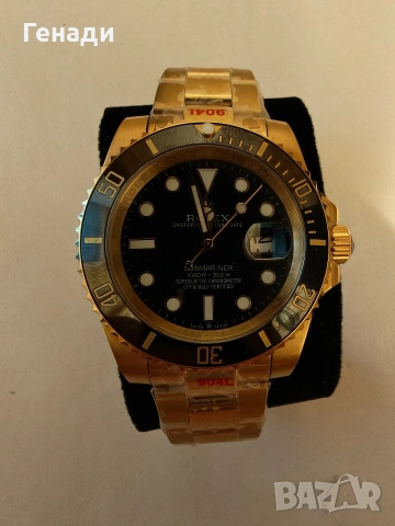 Мъжки часовник Submariner Gold / Black – Автоматик, снимка 3 - Мъжки - 55003654