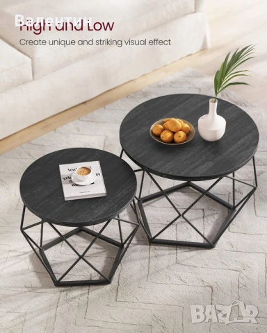 Комплект от 2 холни масички VASAGLE, снимка 5 - Маси - 55275428