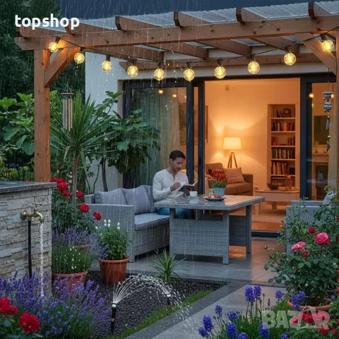 Чисто нов LED гирлянд Lightmance 20m (32+2 нечупливи крушки G40, IP44) , снимка 5 - Външни лампи - 55435780