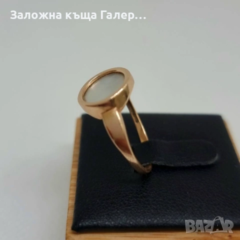 Стилен златен пръстен с перламутър – 585, 2,10г, снимка 6 - Пръстени - 54215145