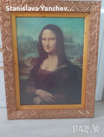 Италианска репродукция на Мона Лиза с меден обков ,размер 70/90 , снимка 3 - Картини - 54054852