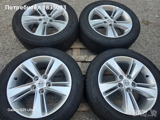 Лети джанти 17ки 5х115 Opel, Chevrolet + летни гуми 225/55/17 Bridgestone, снимка 3 - Гуми и джанти - 55325718