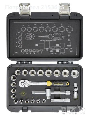 CK TOOLS 3/8" Sure Drive 23 части вложки камъни комплект кутия, снимка 2 - Гедорета - 55514787