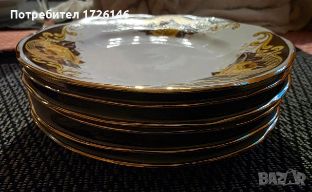 Порцеланови чинии сервиз 6 броя, модел Ария на Рижский фарфоровый завод, снимка 2 - Сервизи - 54087664