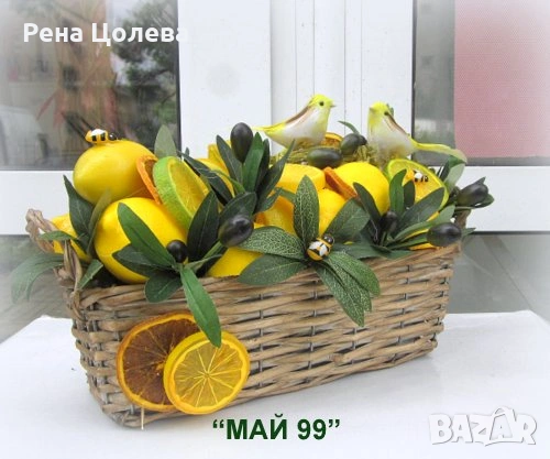 Лимони и маслини в ратанова кашпа, снимка 3 - Градински мебели, декорация  - 54632391