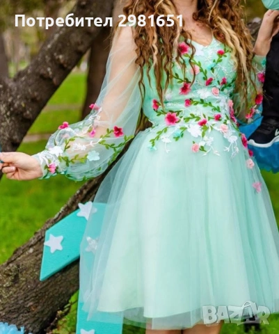 Уникална рокля с 3 D цветя, снимка 2 - Рокли - 54264243