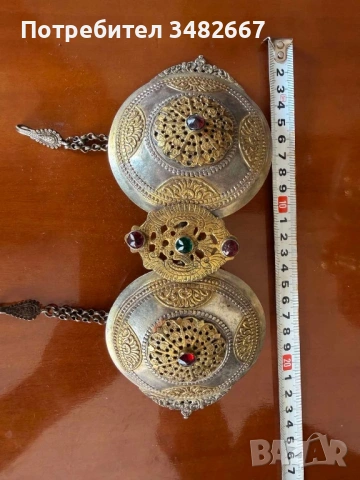 сребърна пафта с позлата, снимка 3 - Антикварни и старинни предмети - 54174805