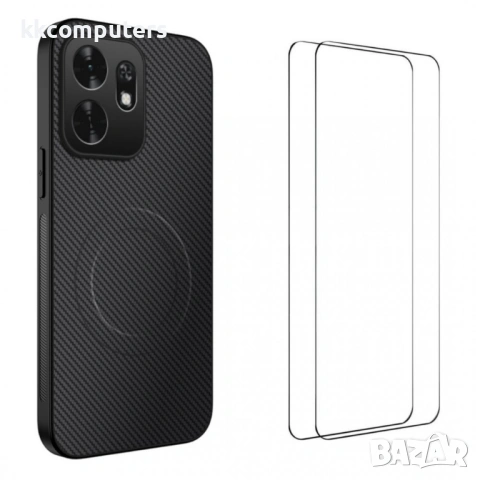 WANLONFENG TQ1 Магнитен Калъф за Honor X6d 5G - PC+TPU, Карбон текстура, 2 стъкла