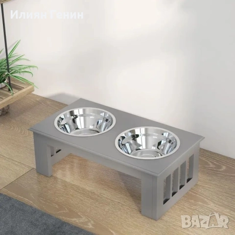 Станция за хранене на кучета PawHut, неплъзгаща се, 44x24x15 см, снимка 4 - За кучета - 54815081