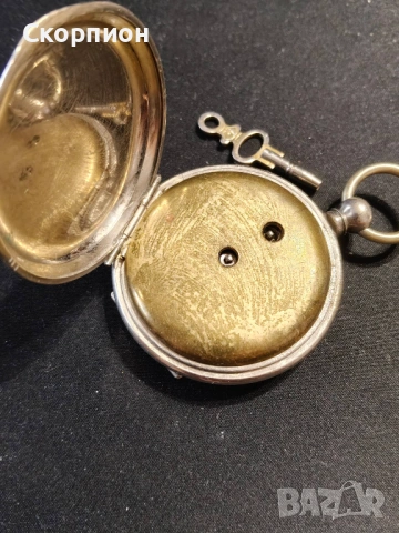 Швейцарски джобен часовник с посребрени капаци 1905г. с ключе - 10 РУБИНА - ПРОМОЦИЯ, снимка 7 - Джобни - 51777742