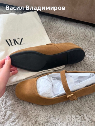 Обувки тип балеринки Zara велурени., снимка 3 - Дамски ежедневни обувки - 54550703