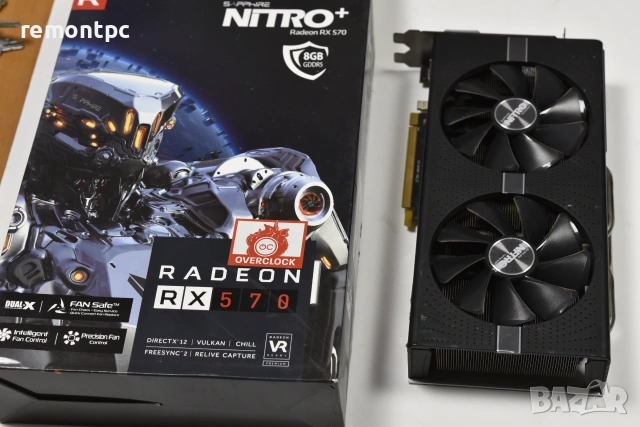 Sapphire Nitro + Radeon RX 580 8GD5 Видео карта 8 GB топ изпълнение, снимка 7 - Видеокарти - 55130424
