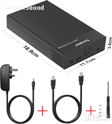 Външен USB 3.0 SATA корпус Tccmebius TCC-S863 за HDD и SSD 2.5"/3.5", снимка 8 - Захранвания и кутии - 55691606